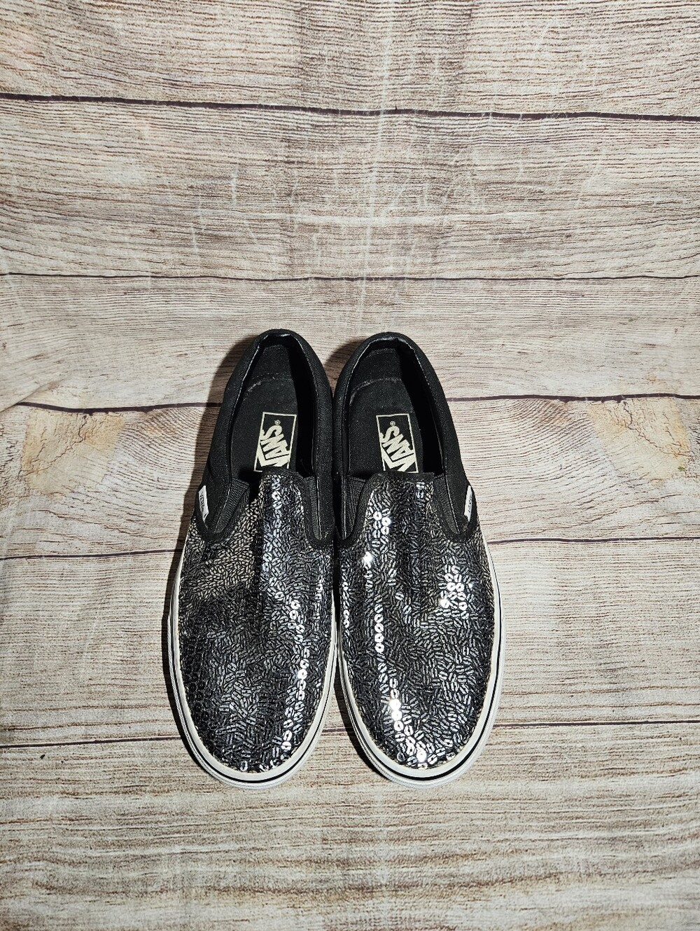 Vans black sequin slip on sneakers - Picture 6 of 9